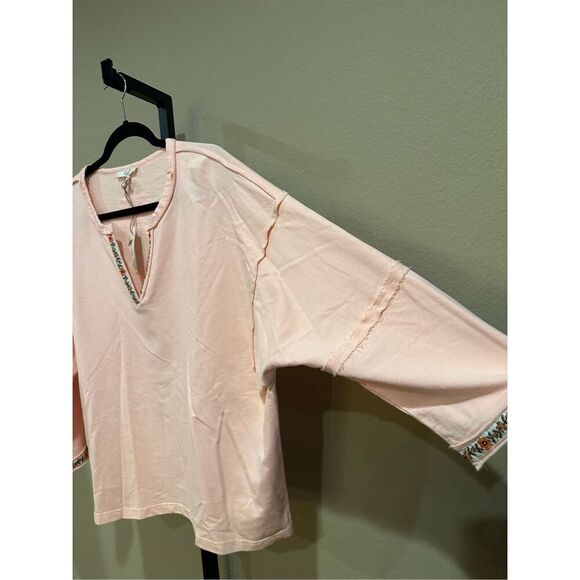 Size S (Oversized) Easel Los Angeles Notched V-Neckline 100% Cotton Terry Knit P - Picture 9 of 11